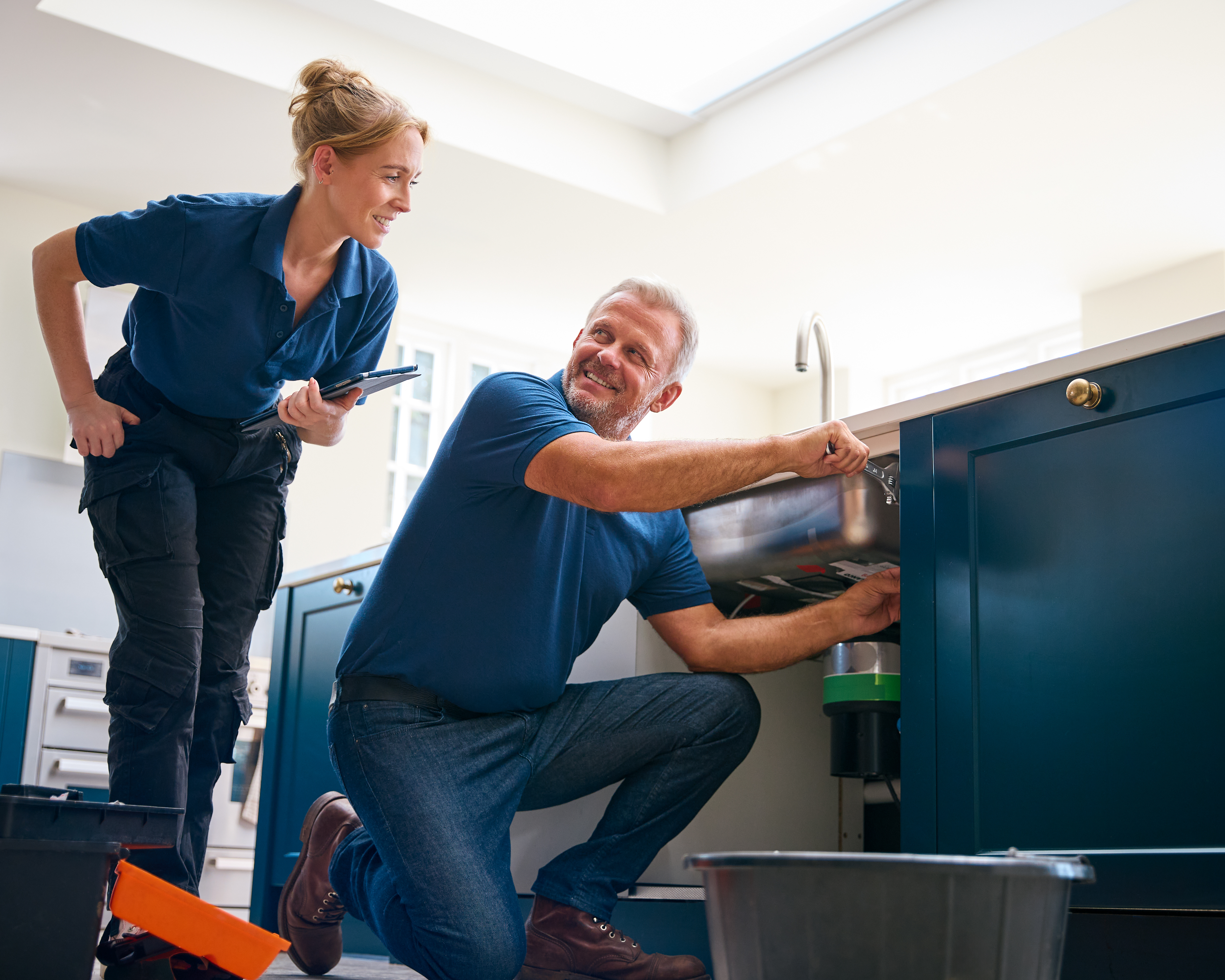 Professional plumbers at work